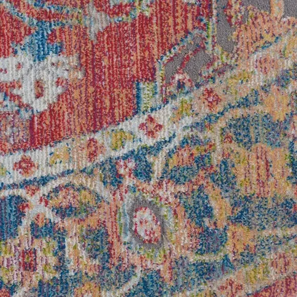 Round Rug with High-Low Pile - Red