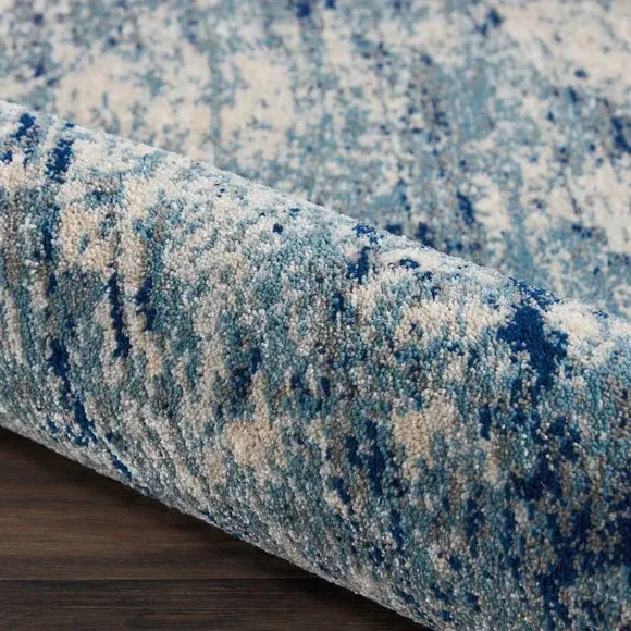Runner Rug Contemporary Design - Blue, Cut Pile
