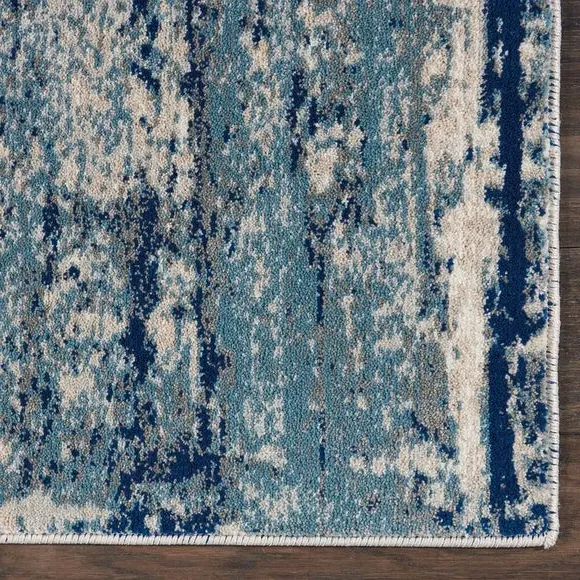 Runner Rug Contemporary Design - Blue, Cut Pile