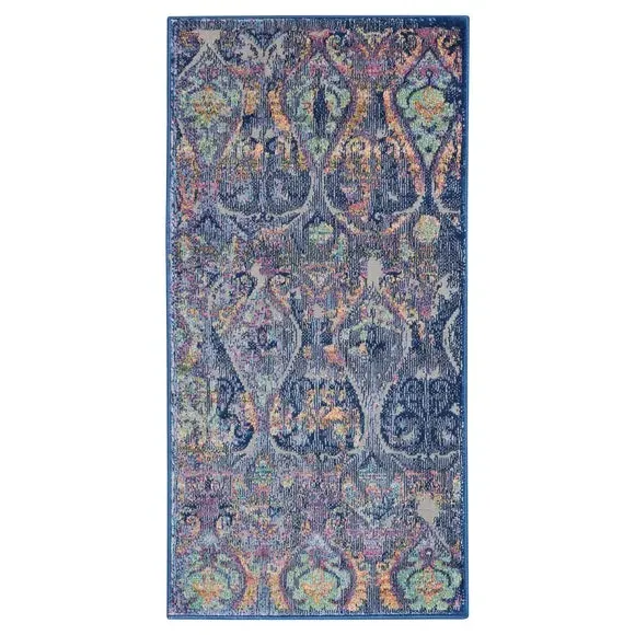 Runner Rug with Carved Pile - Navy
