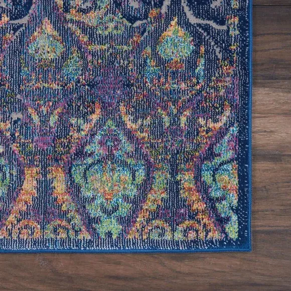 Runner Rug with Carved Pile - Navy