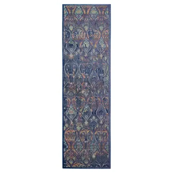 Runner Rug with Carved Pile - Navy