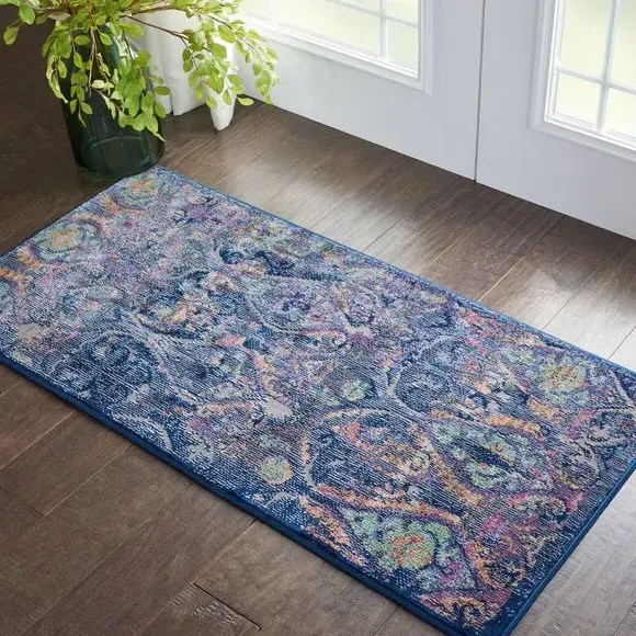 Runner Rug with Carved Pile - Navy image
