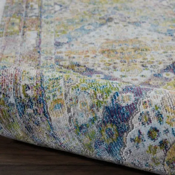 Runner Rug with Diamond Medallions - Blue