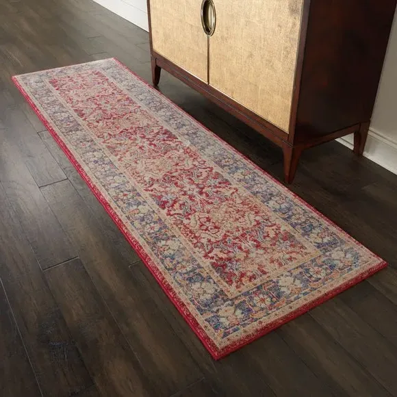 Runner Rug with High-Low Pile - Red