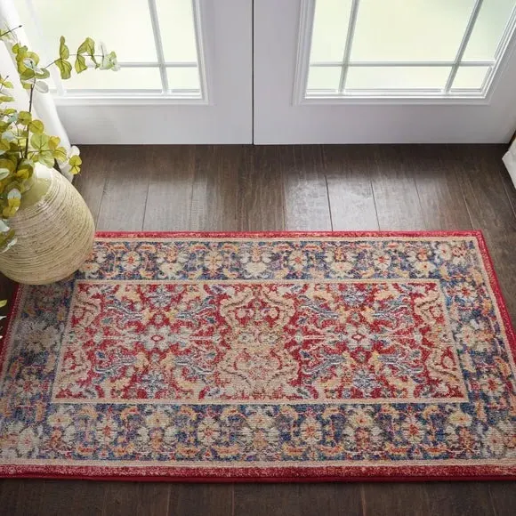 Runner Rug with High-Low Pile - Red image