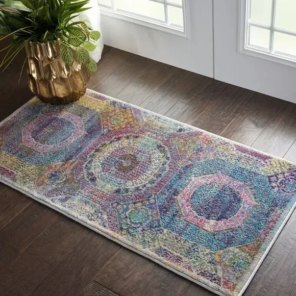 Runner Rug with Medallion Design - Multicoloured image