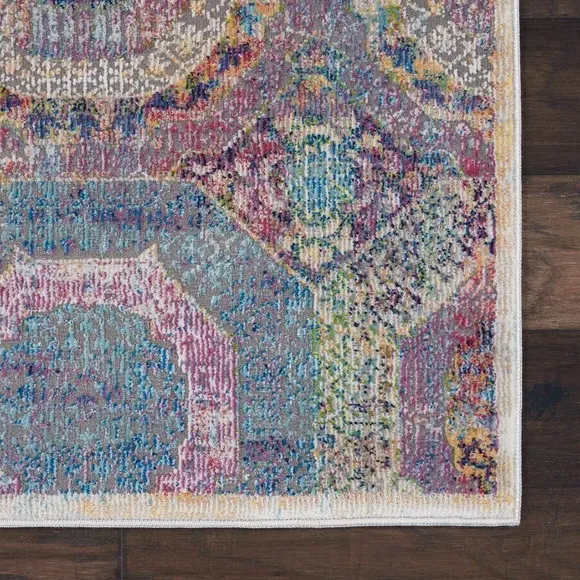 Runner Rug with Medallion Design - Multicoloured