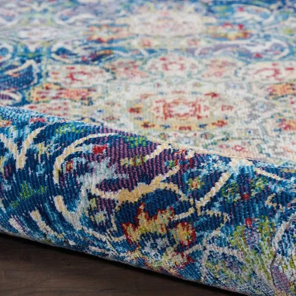 Runner Rug with Star Medallion - Blue