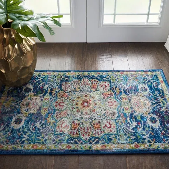 Runner Rug with Star Medallion - Blue image