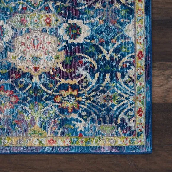 Runner Rug with Star Medallion - Blue