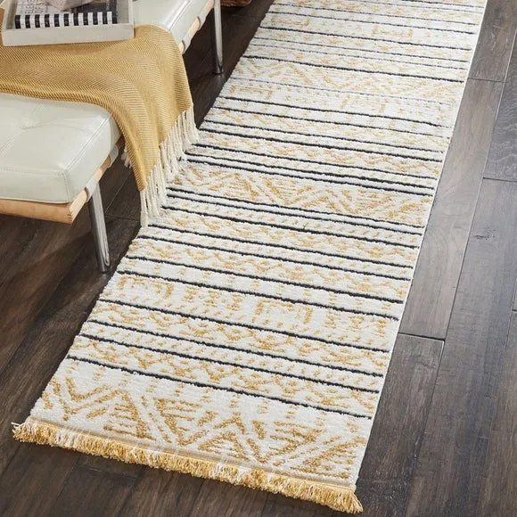 Runner Rug with Tassels - Yellow, Shag image