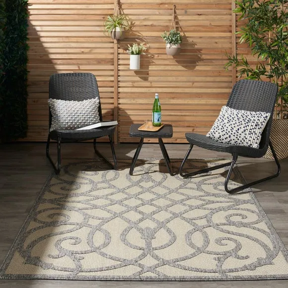 Scroll Rug Indoor Outdoor - Grey, Polypropylene