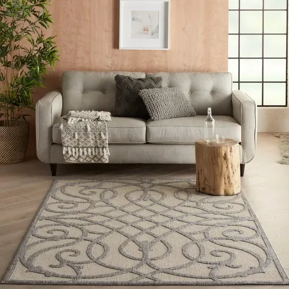 Scroll Rug Indoor Outdoor - Grey, Polypropylene