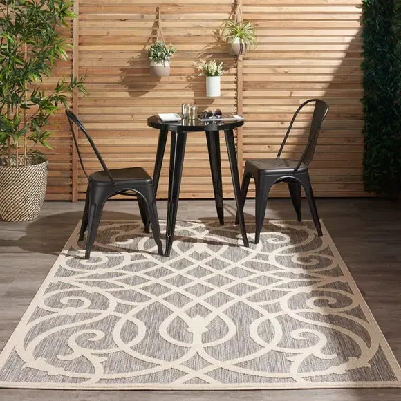 Scroll Rug Indoor Outdoor - Grey, Polypropylene