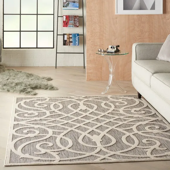 Scroll Rug Indoor Outdoor - Grey, Polypropylene