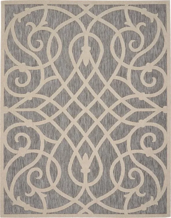 Scroll Rug Indoor Outdoor - Grey, Polypropylene