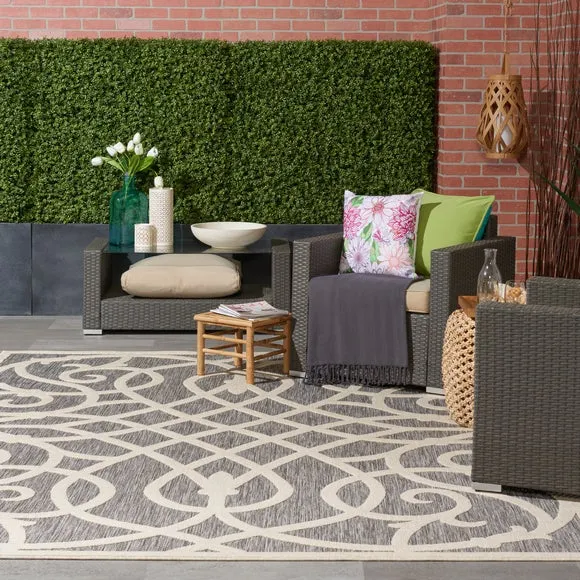 Scroll Rug Indoor Outdoor - Grey, Polypropylene