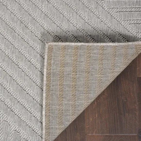 Striped Indoor Outdoor Rug - Grey, Polypropylene