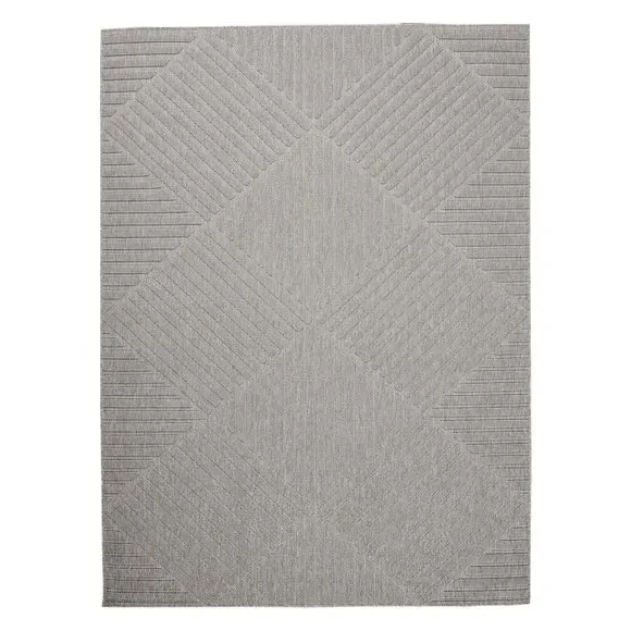 Striped Indoor Outdoor Rug - Grey, Polypropylene