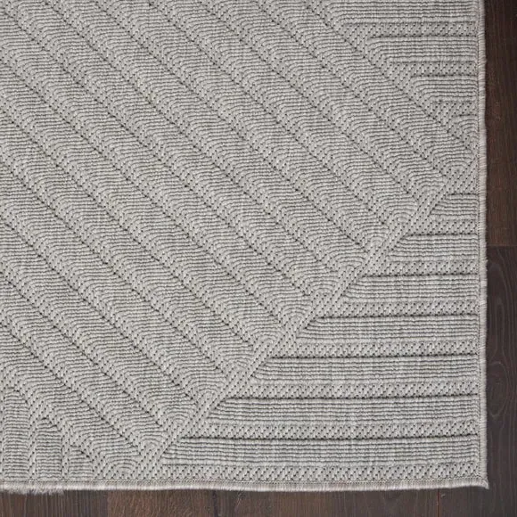 Striped Indoor Outdoor Rug - Grey, Polypropylene