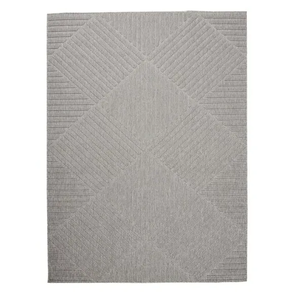 Striped Indoor Outdoor Rug - Grey, Polypropylene