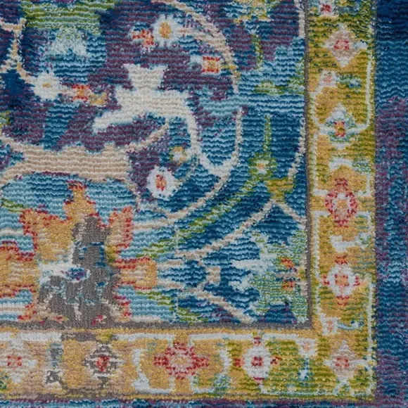 Traditional Area Rug with Star Medallion - Blue
