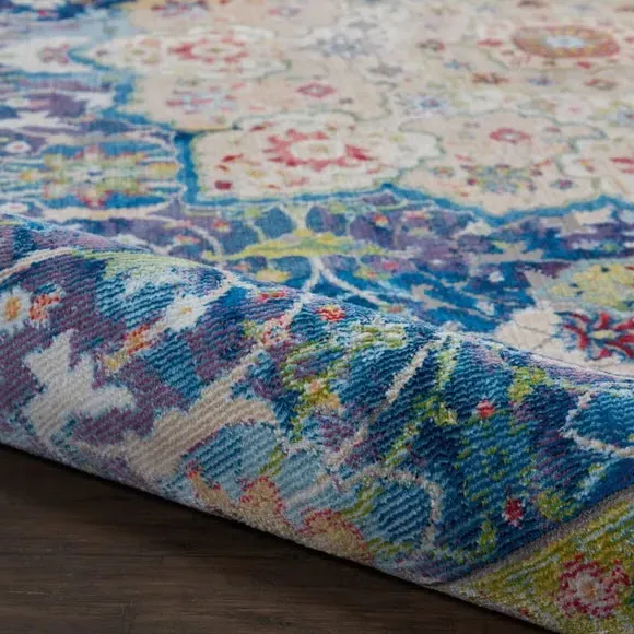 Traditional Area Rug with Star Medallion - Blue