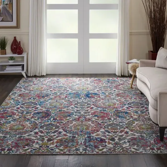 Vintage Style Area Rug - Blue, High-Low Pile image