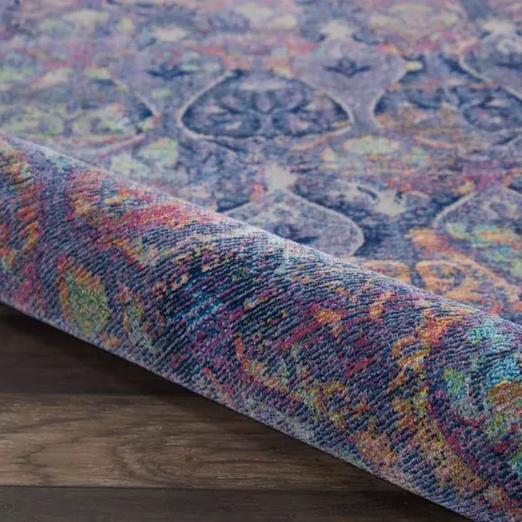 Vintage Style Area Rug - Navy, High-Low Pile