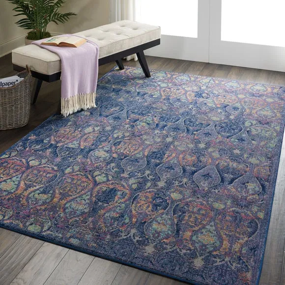 Vintage Style Area Rug - Navy, High-Low Pile image