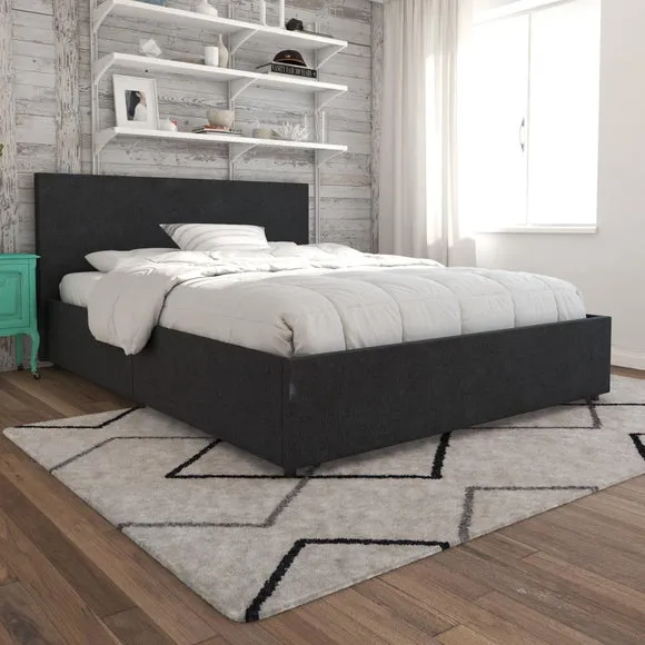 4-Drawer Storage Bed - Grey, Linen