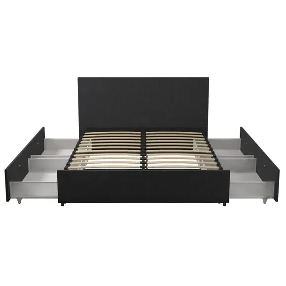 4-Drawer Storage Bed - Grey, Linen