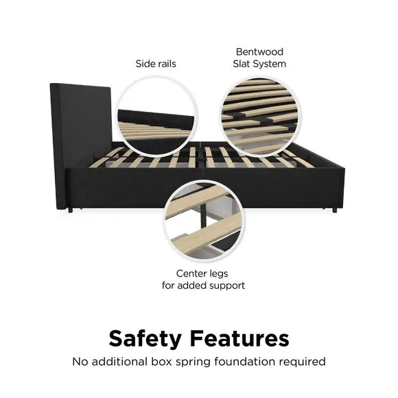 4-Drawer Storage Bed - Grey, Linen