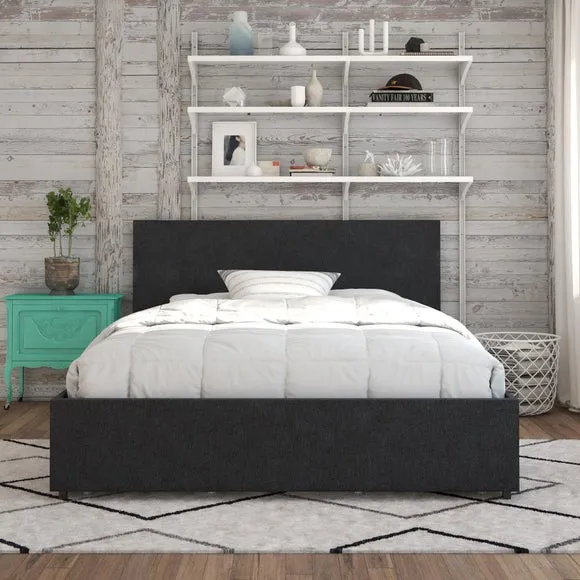 4-Drawer Storage Bed - Grey, Linen