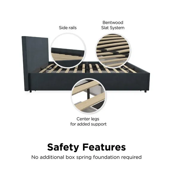 4-Drawer Storage Bed - Navy, Linen