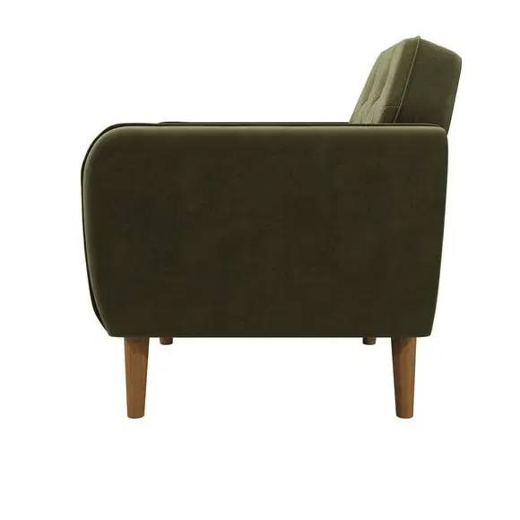 Button Detail Armchair - Green, Velvet