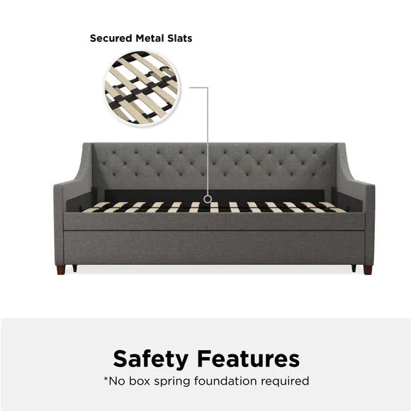 Daybed with Trundle - Grey, Linen