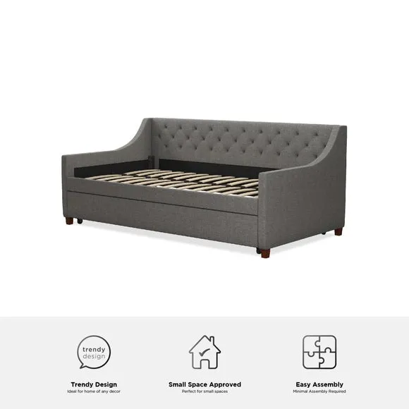 Daybed with Trundle - Grey, Linen