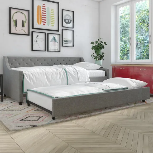 Daybed with Trundle - Grey, Linen image