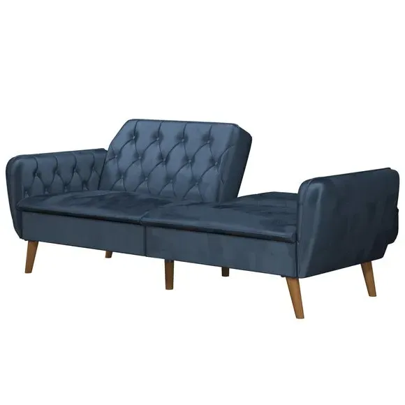 Double Futon with Memory Foam - Blue, Velvet