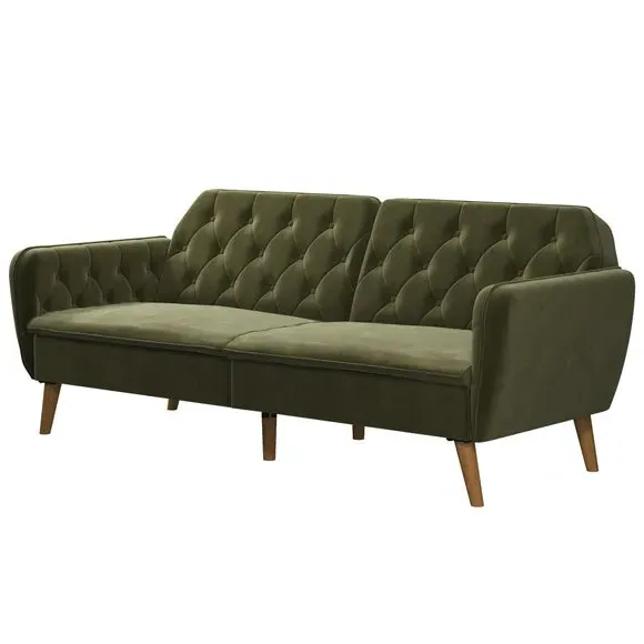 Double Futon with Memory Foam - Green, Velvet