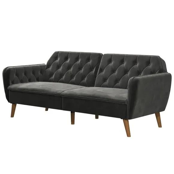Double Futon with Memory Foam - Grey, Velvet