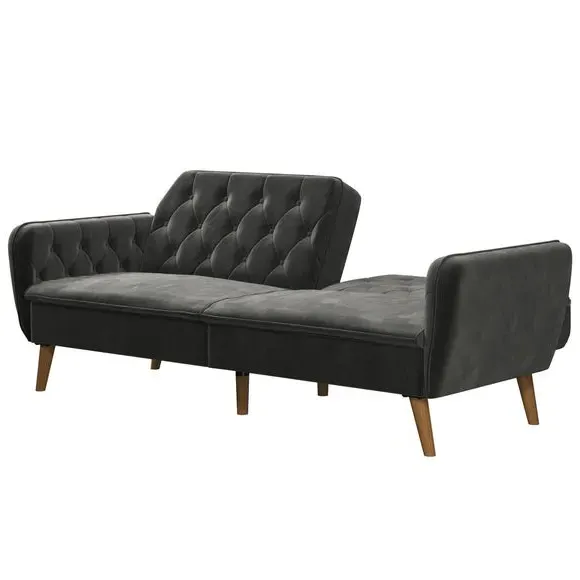 Double Futon with Memory Foam - Grey, Velvet