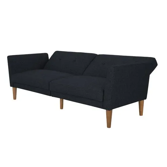Double Sofa Bed with Split Back - Blue, Linen