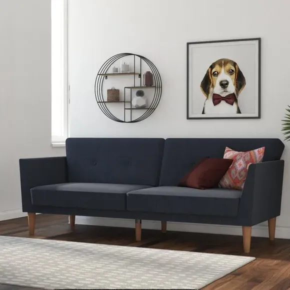 Double Sofa Bed with Split Back - Blue, Linen