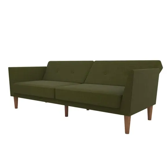 Double Sofa Bed with Split Back - Green, Linen