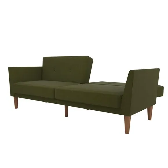 Double Sofa Bed with Split Back - Green, Linen