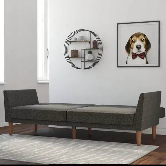 Double Sofa Bed with Split Back - Grey, Linen