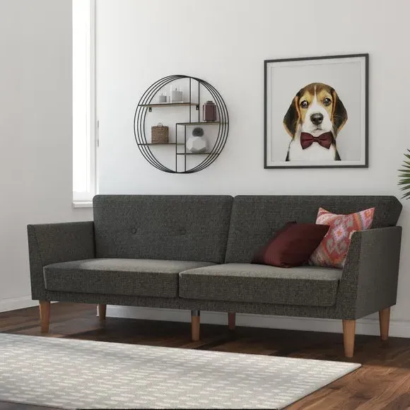 Double Sofa Bed with Split Back - Grey, Linen